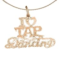 Saying Necklace | 14K Rose Gold I Love Tap Dancing Saying Pendant with 18