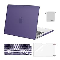 Compatible with MacBook Pro 14 inch Case 2024 2023 2022 2021 Release M3 A2918 A2992 M2 A2779 M1 A2442 Pro Max, Plastic Hard Shell&Keyboard Cover&Screen Protector&Storage Bag, Imperial Purple