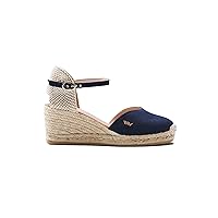 Viscata Reus Canvas Wedge Handmade 2 ½” Heel Women's Sandals with Breathable Cotton Canvas V-cut Vamp and 100% Natural Jute Midsole for all Casual Occasions