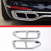 304 Stainless Steel Pipe Throat Exhaust Outputs Tail Frame Trim Cover 2Pcs For BMW 7 Series G11 G12 730 740 750li 2016-2019 Auto Accessories (Silver)
