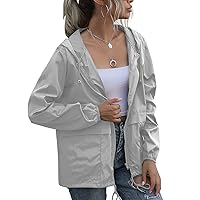 PESION Women's Waterproof Raincoat Lightweight Rain Jacket Hooded Windbreaker with Pocket for Outdoor