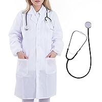 Scientist Doctor Costume Women Men Halloween White Long Sleeve Lab Coats with Stethoscope for Science Doctor Nurse