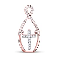 10kt Two-tone Gold Womens Round Diamond Moving Twinkle Cross Pendant 1/6 Cttw