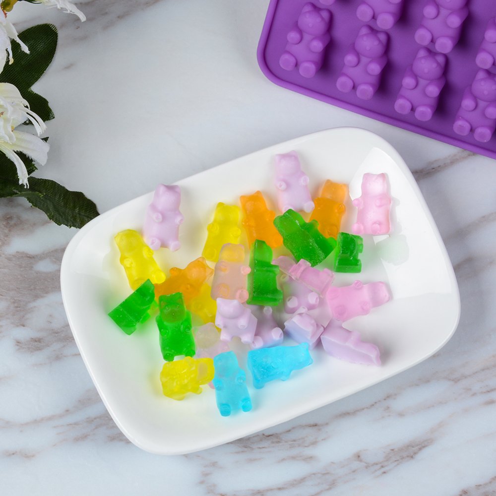 Gummy Molds Bear Candy Silicone - Mini Size Chocolate Gummy Molds with 2 Droppers Nonstick Food Grade Silicone Pack of 4