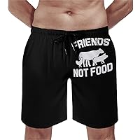 Friends Not Food Animal Men's Swim Trunks Quick Dry Board Shorts Beach Shorts Bathing Suits with Mesh Lining