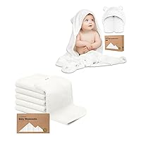 KeaBabies Baby Hooded Towel and Organic Baby Washcloths - Baby Towel, Toddler Towels, Hooded Towels for Baby - Soft Baby Wash Cloths for Newborn, Kids
