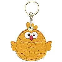 Leather Anti-Lost Keychain Case Cover for AirTags Tracker Holder, Anti-Drop Scratch Cute Yellow Chicken AirTag Holder with Keychain Accessories for Women Kids Pets Backpacks (Yellow Chicken)