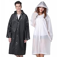 Rain Ponchos Raincoats for Adults Women Men, Reusable 2 Pack Rain Jacket Coats with Hood for Family Disney Camping Hiking