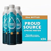 Proud Source Alkaline Spring Water, Natural Minerals + Electrolytes, Infinitely Recyclable Aluminum, BPA-Free (25 oz bottles, 24 pack)