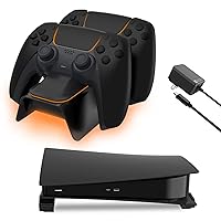 NexiGo PS5 Horizontal Stand with Controller Charger, Playstation 5 Charging Station with LED Indicator, Fast Charging, PS5 Base Stand Compatible with Disc & Digital Editions