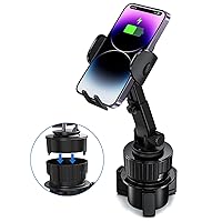 Car Cup Phone Holder Mount with Detachable Base, Upgrade Cell Phone Holder Compatible with iPhone Samsung Pixel and All Smartphones, Large Cellphone Thick Case Friendly