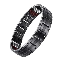 USWEL Titanium Bracelet for Men Black PVD Coating 591pcs Minerals Magnetic Bracelet for Men | Stress & Pain Healing Product | Alternative Blood Pressure and Circulation Medicine| Negative ion, Harmles Therapy for Wellness and Strength