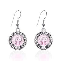 Inspired Silver - Silver Circle Charm French Hook Drop Earrings with Cubic Zirconia Jewelry