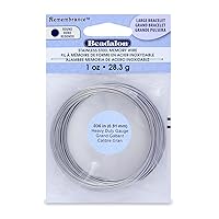 Beadalon Remembrance Stainless Steel Memory Wire, Heavy Duty Round, Bracelet, Large, Bright, 1 oz, Approx. 30 coils