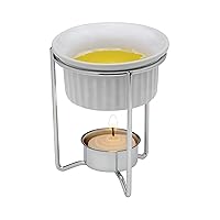 Butter Warmer Set, Ceramic Ramekins with Chrome-Plated Steel Wire, Set of 2, 3-Ounce Capacity