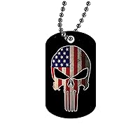 Rogue River Tactical USA American Flag Skull Dog Tag Pendant Jewelry Necklace Military Gift Veteran