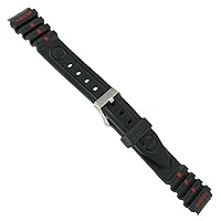 14mm Hadley Roma Rubber Black & Red Dots Sport Watch Band Fits Ironman