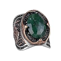 KAMBO 925 Solid Sterling Silver Ring For Men, Islamıc Silver Ring, Natural Gemstone Ring, Unique Ring
