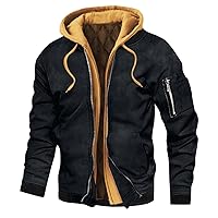 Double Zipper Hoodie with Hand Pocket for Men Fall Witer Warm Thick Jacket Coats Long Sleeve Windproof Jacket Outerwear