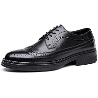 Men's Brogue Shoes Formal Casual Leisure Spring Business Lace Up Leather Classic Wedding Low-top Derby Dress Oxford Shoes Low-Heel Round-Toe
