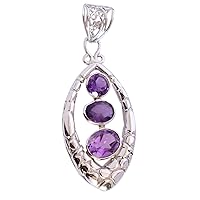 Amethyst Gemstone 925 Solid Sterling Silver Pendant Awesome Designer Jewelry