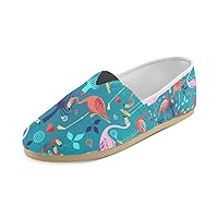 Unisex Shoes Pink Flamingos Green Background Casual Canvas Loafers for Bia Kids Girl Or Men