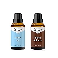 Clean Air, Black Tobacco Fragrance Oil - ESSLUX Essential Oils for Diffuser, Candle Soap Making Clean Fresh Scents, Aromatherapy Scented Massage, Perfume for Humidifier Home Fragrance