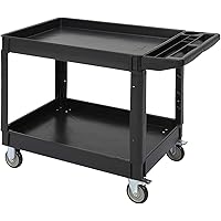 Service Cart 2-Shelf, 500 lbs Capacity, Storage Handle, for Warehouse/Garage/Cleaning/Manufacturing, 45