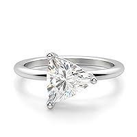 Kiara Gems 2 CT Trillion Moissanite Engagement Ring Colorless Wedding Bridal Solitaire Halo Bazel Style Solid Sterling Silver 10K 14K 18K Solid Gold Promise Rings, Gift for Her