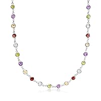 Ross-Simons 12.30 ct. t.w. Bezel-Set Multi-Gemstone Necklace in Sterling Silver. 20 inches