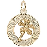 Rembrandt Charms Aruba Hibiscus Charm, 10K Yellow Gold