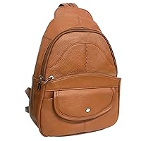 Silver Fever Leather Backpack Medium Size Top Entry (Light Brown)