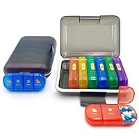 [ 2 Pack ] YUSHAN Organizer 3 + 4 Times a Day, 2 Pill Box Contains 14 Cute Medicine Organizer, Free to Combine Them