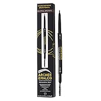 Arches & Halos Micro Defining Brow Pencil - Fuller and More Defined Brows - Long-Lasting, Smudge Proof, Rich Color - Dual Ended Pencil with Brush - Vegan and Cruelty Free - Neutral Brown - 0.03 oz