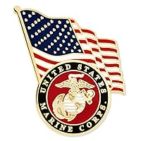 PinMart Officially Licensed U.S.M.C. Lapel Pin – Military Insignia United States Marine Corps Letters Pin – Gold Plated Enamel Brooch with Secure Clutch Back