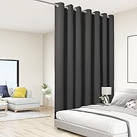 BONZER Room Divider Curtain Total Privacy Wall Grommet Thermal Insulated Soundproof Extra Wide Blackout Curtains for Bedroom Living Room, 84L x 108W Inch (7L x 9W ft), 1 Panel, Dark Grey