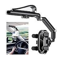 Sun Visor Car Phone Holder, Multifunctional Adjustable Cell Phone Holder, 360° Rotatable and Retractable, Suitable for Car Home Kitchen, Compatible with Most Cell Phones