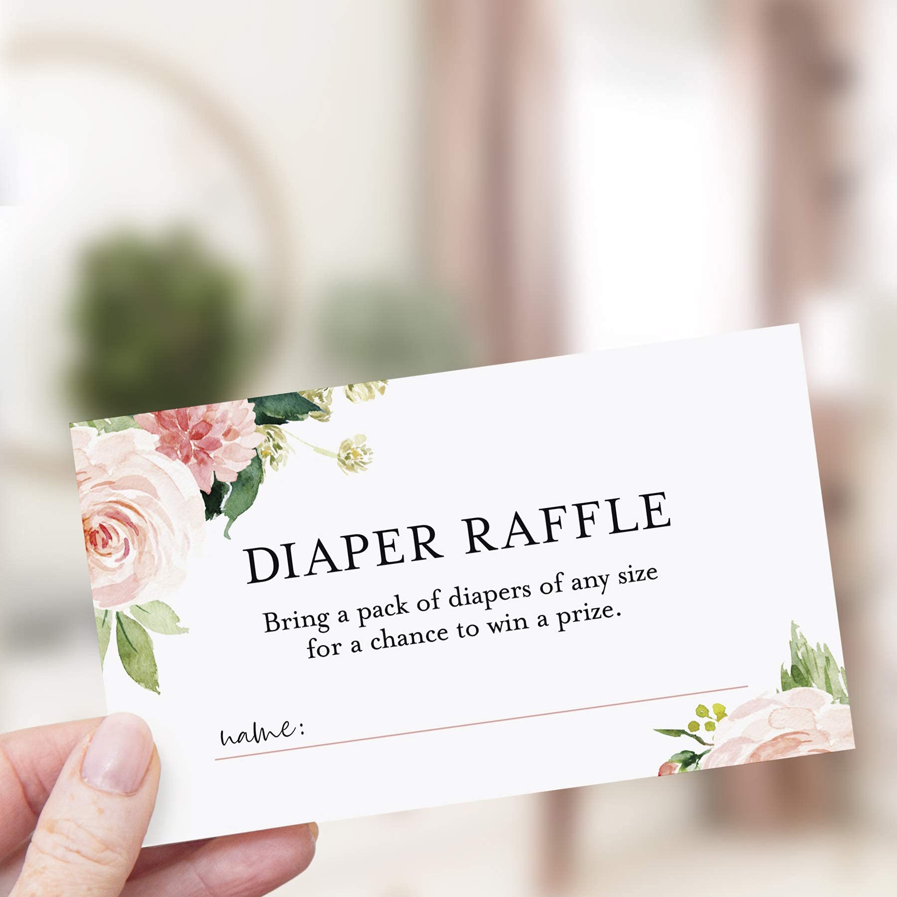 Bliss Collections Diaper Raffle Tickets for Baby Shower, Boho Floral, Invitation Card Inserts for Fun Baby Shower Game with a Chance to Win, 2