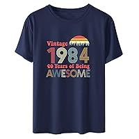 Vintage 1984 Vintage Shirt Tops for Women 40Th Birthday Gifts T Shirts 1984 40th Birthday Party Ideas Tee Shirts