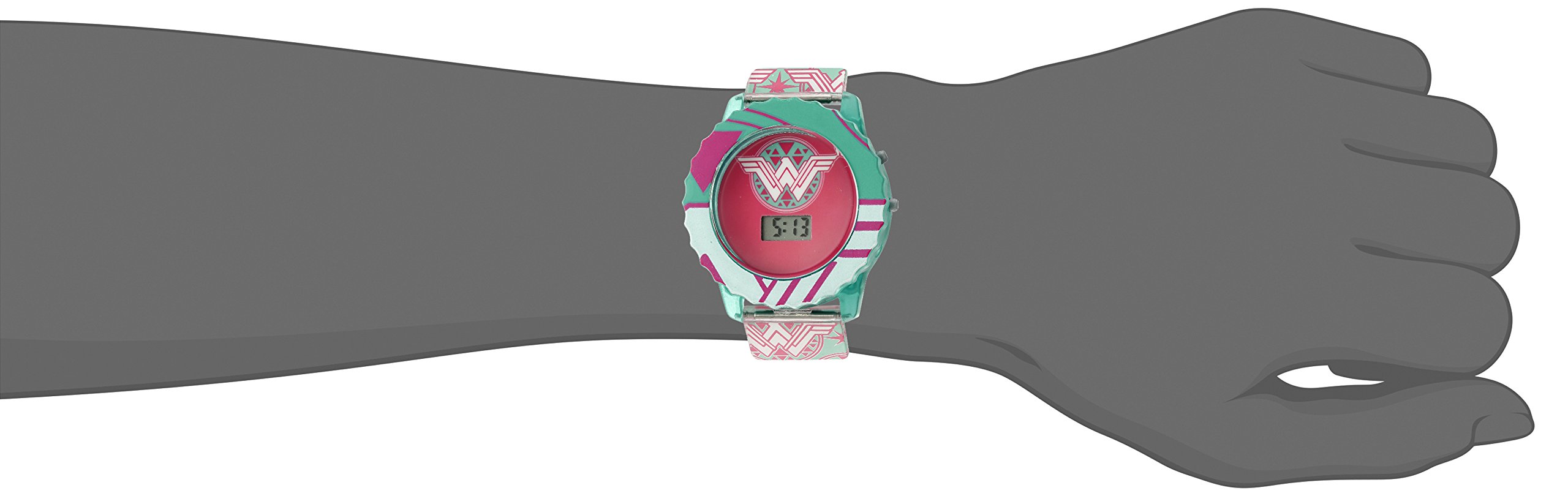 Accutime DC Comics Wonder Woman Girl's Digital Casual Watch with Flashing LED Lights, Color: Teal (Model: WOM4014)
