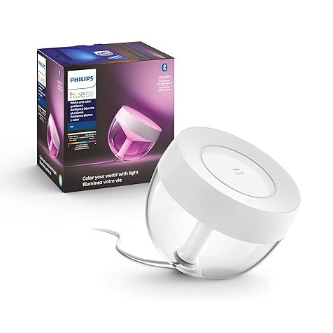 Iris Smart Table Lamp, White - White and Color Ambiance LED Color-Changing Light - 1 Pack - Control with Hue App - Works with Alexa, Google Assistant, and Apple Homekit