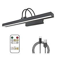 Wireless Picture Light, Picture Lights for Wall, 16 Inch Picture Light Battery Operated with Remote, 3 Lighting Dimmable, Rechargeable Dartboard Light, Art Lights for Paintings-Black