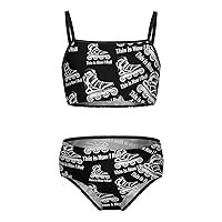 This is How I Roll Skates Cute Girls Bikini 2 Piece Swimsuit Bathing Suit Beach Swimwear Spaghetti Strap Sets