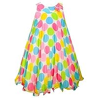 Colorful Pastel Dot Crystal Pleated Dress 6X