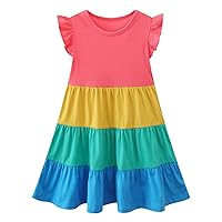 Little Girls Short Sleeve Dresses Easter Summer Cotton Casual Skater Swing Twirly Sundress