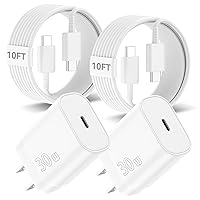 i Phone 15 Pro Max Charger, 30W USB C Fast Charging Block with 10 FT Long i Phone Charger Cord USB C to C Cable for I Phone 15/15 Pro/15 Pro max/15 Plus,iPad Pro 12.9/11 in,iPad Air 5/4/mini6, 2Pack