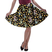 CowCow Womens Unique Digital Printed Maze Cartoon Pixeled Fun Design A-Line Skater Skirt