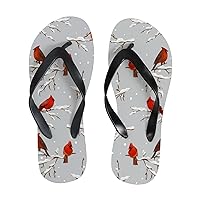 Vantaso Slim Flip Flops for Women Winter Retro Red Birds Yoga Mat Thong Sandals Casual Slippers