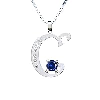 Sterling Silver Diamond Pendant Alphabet C