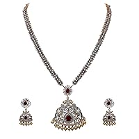 Necklace with Drop Earring For Women Girls Ladies Indian Traditional Chokar Jewellery Set Grmstone Necklaces Gold Plated Silver Plated Chain Haar haram Jewellery Gift for Womens
